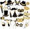 24 Pc Black & Gold Photo Booth Props – Party Accessories for Adults & Kids